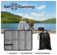 Портативный складной коврик GetCamping в чехле, туристический для кемпинга, походов, сидушка туристическая складная (серый/темн. серый, GC-1203)