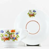 Чашка с блюдцем чайная Добрушский фарфоровый завод Тюльпан Букет цветов 250 мл