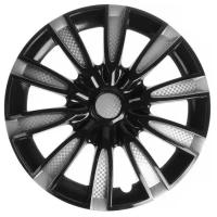 Колпаки колесные R14 Tornado, серебристо-черный карбон, набор 4 шт