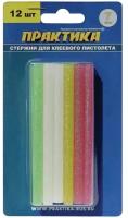 Клеевой стержень, цветной набор с блестками (бел -1шт, крас -2шт, желт -1шт, зел.-2шт), 11х100мм, уп