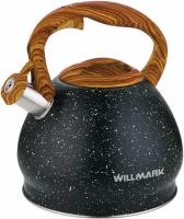 Чайник WILLMARK WTK-4033SS (3,5л, со свистком, с крышкой, нейлоновая ручка, техн. Easy spout open), Черный матовый