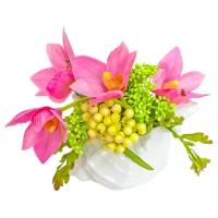 Орхидея цимбидиум в вазе "Ракушка", цвет: пастельно-розовый