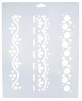 Сонет Трафарет пластиковый прозрачный 22 x 25 см 3 растительных орнамента DK28008