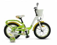 Велосипед Детский Pilot-190 16" V030 9" Зелёный/жёлтый/белый цвет, для девочек и мальчиков с Дополнительными колесами