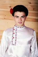 Косоворотка Дмитрий, русская народная рубаха, белая 52-54