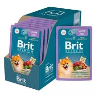 BRIT PREMIUM, корм для собак. Пауч для собак мини пород с чувств.пищеварением, Ягнёнок и морковь в соусе,85г, 14 шт