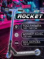 Самокат трюковый ROCKET,колеса PU/пластик 100 мм,ABEC 7, синий