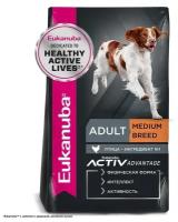 Eukanuba Dog для взрослых собак средних пород Курица, 15 кг