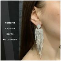 Серьги, фианит, искусственный камень