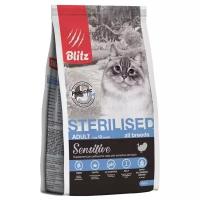 Корм сухой BLITZ Sensitive Turkey Adult Cats Sterilised 0,4 кг для стерилизованных кошек (индейка) полнорационный