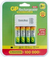 Зарядное устройство GP CPB, 4 акк 2700mAh, АА, micro USB кабель GP GP270AAHC/CPB-2CR4