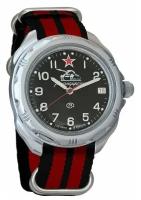 Мужские наручные часы Восток Командирские 211306-black-red, нейлон, красный/черный