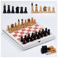 Настольная игра 3 в 1: шахматы, шашки, нарды, деревянные фигуры, доска 29.5 х 29.5 см 9371037