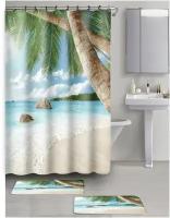 Набор из 3-х предметов для ванной комнаты "Пляж": 2 ковр.(микр.), 1 зан