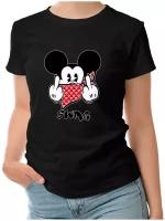 Женская футболка «микки маус - swag, сваг, бандит, Mickey Mouse» (XL, черный)