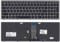 Клавиатура для ноутбука Lenovo G505s Z510 S510 черная с подсветкой c серебристой рамкой