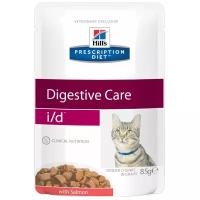 Влажный корм для кошек Hill's Prescription Diet i/d Digestive Care при расстройствах пищеварения, жкт, с лососем 85 г (кусочки в соусе)