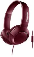 Наушники Philips BASS+ SHL3075, mini jack 3.5 mm, красный