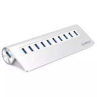 USB-концентратор ORICO M3H10, разъемов: 10, 100 см, серебристый