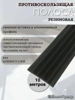 Противоскользящая полоса на ступени. Противоскользящая резиновая вставка 29мм х 5мм, без клеевого слоя, цвет черный