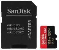 Карта памяти SanDisk Extreme Pro Micro SDXC + SD Adapter, 128 Гб