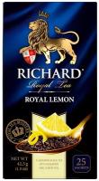 Чай черный Richard Royal Lemon в пакетиках, лимон, розмарин, 42.5 г, 25 пак