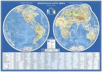 РУЗ Ко Физическая карта мира Карта полушарий Настольная карта (Кр526п), 59 × 41.5 см