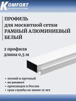 Профиль для москитной сетки Рамный алюминиевый белый 0,5 м 2 шт