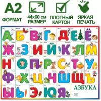 Обучающий плакат "Азбука" Зверята, формат А2, 45х60 см, картон