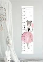 Ростомер наклейка детский на стену для девочки "Фея, принцесса, балерина", линейка измеритель роста до 170 см, декор в детскую комнату