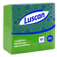 Салфетки бумажные Luscan 1 слой, 24х24 зеленые 100шт/уп, 4 уп