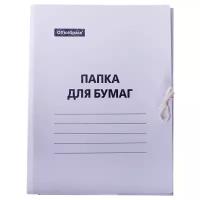 Папка для бумаг OfficeSpace с завязками, картон немелованный, 220 г/м2, белый, до 200 листов (225337)