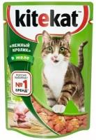 Корм консервированный полнорационный Kitekat для взрослых кошек со вкусом кролика в желе 85г, 24 шт