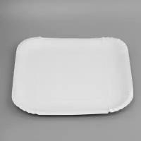 Тарелка одноразовая Белая квадратная, картон, 19,2 х 19,2 см, 100 шт