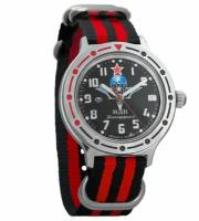 Мужские наручные часы Восток Командирские 921288-black-red, нейлон, красный/черный