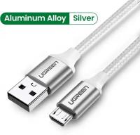 Кабель UGREEN US290 (60151) USB 2.0 A to Micro USB Cable Nickel Plating Alu Braid. Длина: 1м. Цвет: серебристый