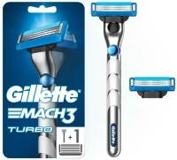 Бритва Gillette Mach3 Turbo с 2 сменными кассетами