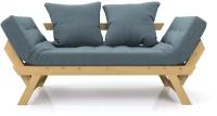 Садовый диван кушетка Soft Element Осварк Textile Grey-Blue, массив дерева, рогожка, на дачу, на веранду, на терассу, в баню