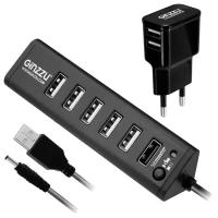 Разветвитель USB Ginzzu GR-315UAB 7 портов (1xUSB 3.0 + 6xUSB 2.0 + адаптер) черный