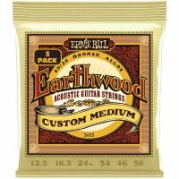 Набор из 3х комплектов струн для акустической гитары ERNIE BALL 3005 Earthwood 80/20 Bronze Custom Medium 3 Pack 10-52