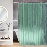 Штора для ванной с кольцами 3D NIKLEN 180х180см, 100% EVA, зеленый
