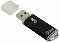 Флеш-диск 8 GB, SmartBuy V-Cut, USB 2.0, металлический корпус, черный