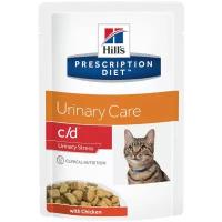 Влажный корм для кошек Hill's Prescription Diet C/D Multicare, профилактика МКБ при стрессе, с курицей (кусочки в соусе)