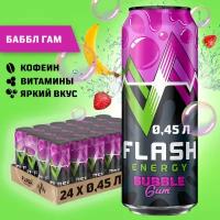 Flash Up Energy "Bubble Gum", энергетический напиток, 24 шт. х 0,45 л, банка