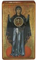 Икона Божией Матери "Мирожская" на деревянной основе (6х11 см)