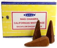 Satya Калифорнийский Шалфей - 10 шт, ароматические благовония, пуля, стелющийся дым, Californian White Sage - Сатия, Сатья