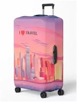 Чехол для чемодана, размер L, фиолетовый, розовый