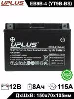 Мото аккумулятор стартерный Leoch UPLUS EB9B-4 12V 8Ah прямая полярность 115А YTX9-BS, YTX9, CT 1209.1 AGM аккумулятор для мотоцикла, мопеда, скутера