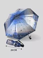 Зонт женский автомат мини серо-синий