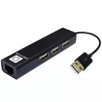 Кабель-адаптер 5BITES USB2.0 / 3*USB2.0 / RJ45 100MB / BLACK (UA2-45-06BK)